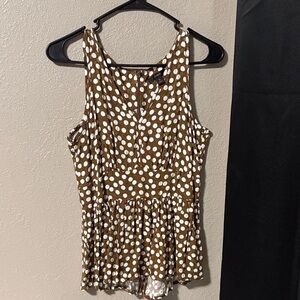 J. Crew Brown and White Polka Dot Sleeveless Blouse